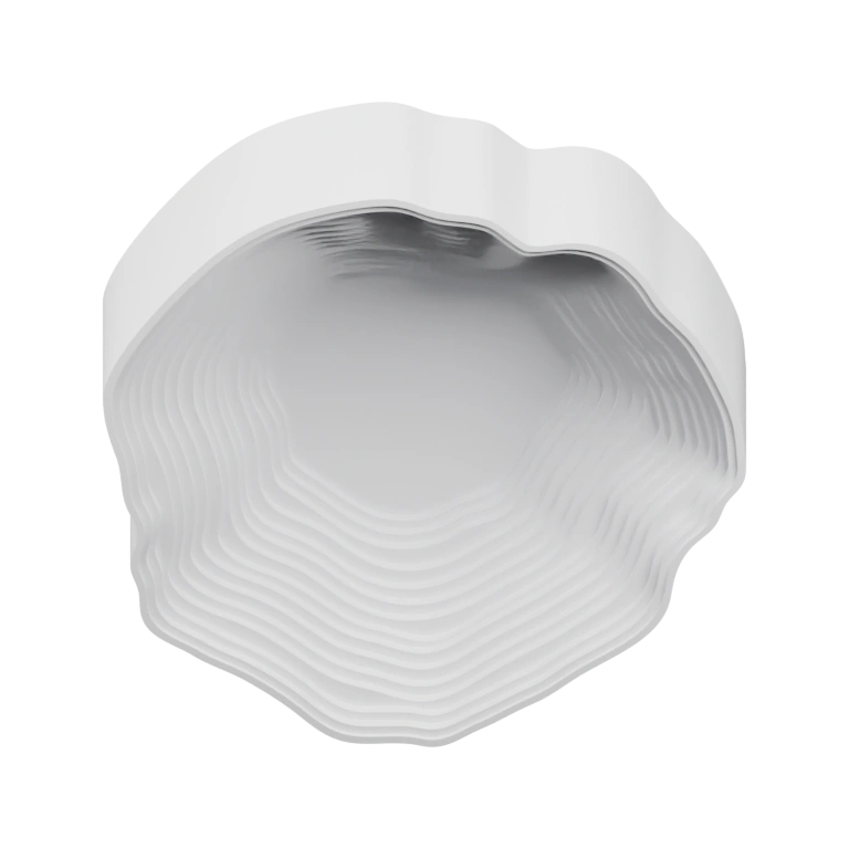 Внутренняя часть имеет волнистые линии, внешняя — гладкая поверхность