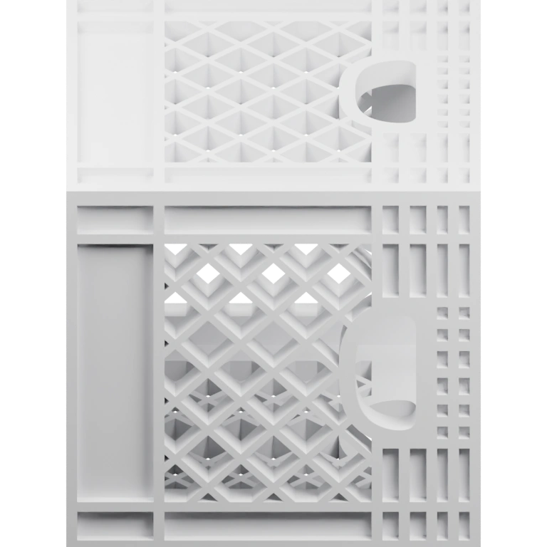 Узкая конструкция с ручками и решетчатым дизайном