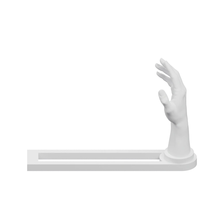 Две руки в разных позах на прямоугольной основе с отверстиями