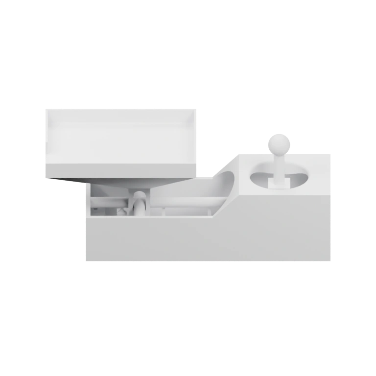 Имеет откидную крышку и центральный элемент с выступом