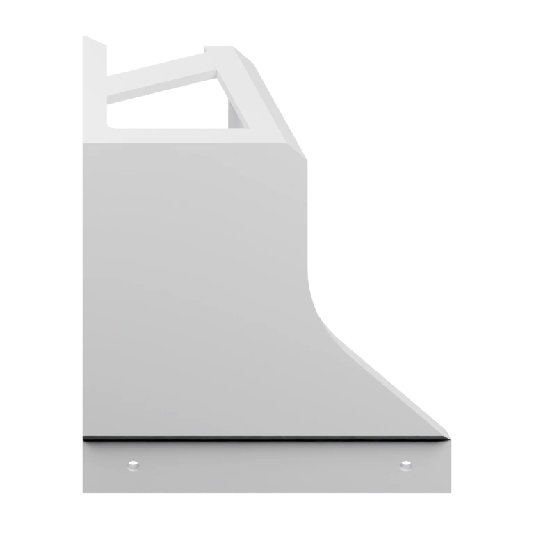 Имеет угловую форму с отверстиями и выступами для фиксации