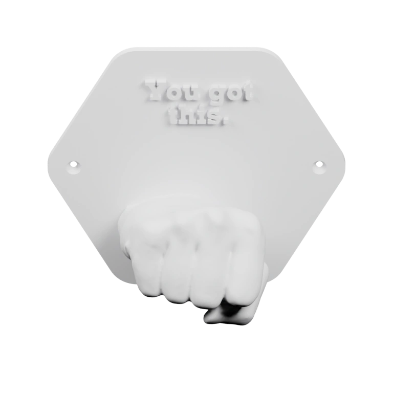 Форма с кулаком и текстом, крепится к поверхности