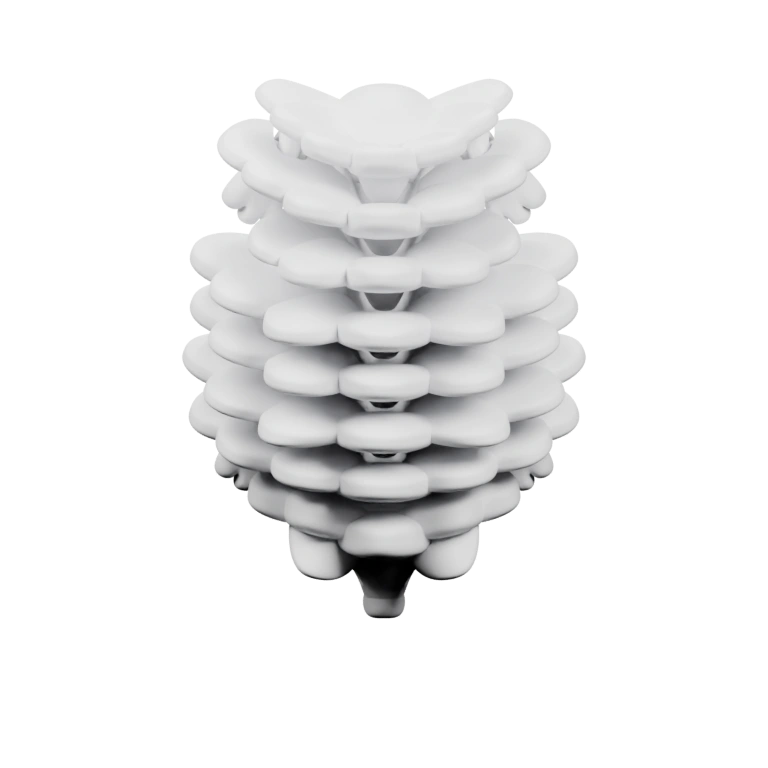 Сложная структура из слоёв, напоминающая ежик с шипами