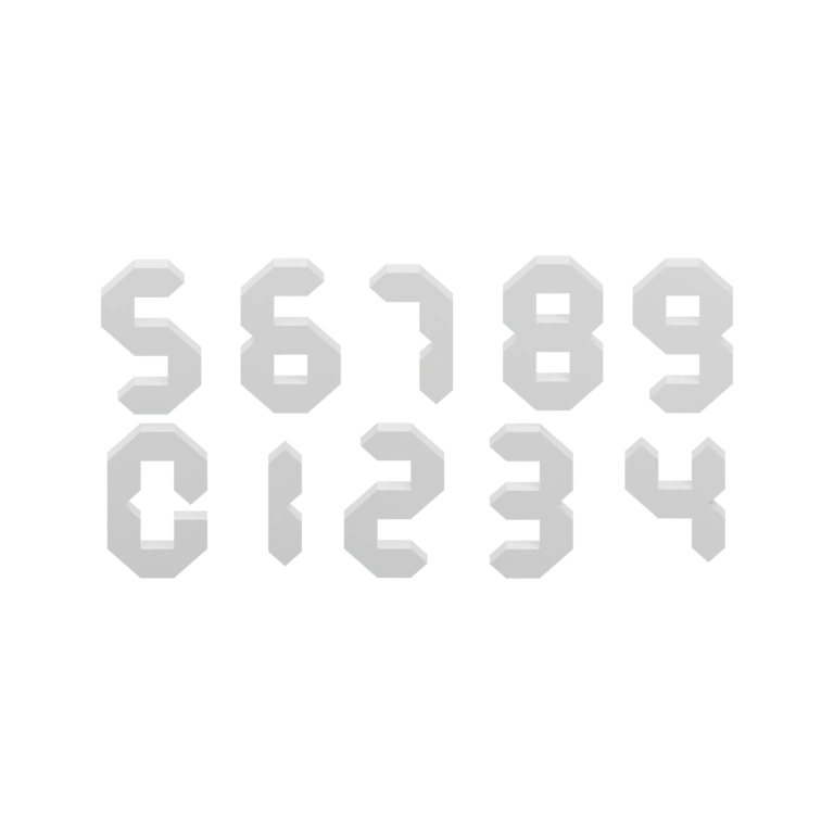 Геометрические знаки в виде цифр и букв с объемной текстурой