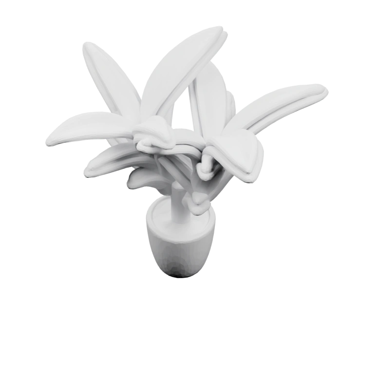 Фигурка с раскидистыми листьями в небольшом сосуде