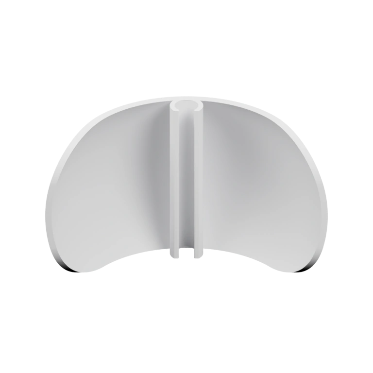 Имеет круглую форму с внутренним отверстием и горизонтальной планкой