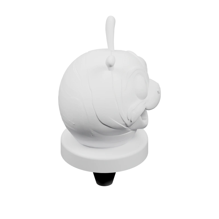 Круглая голова с усами и улыбкой на подставке