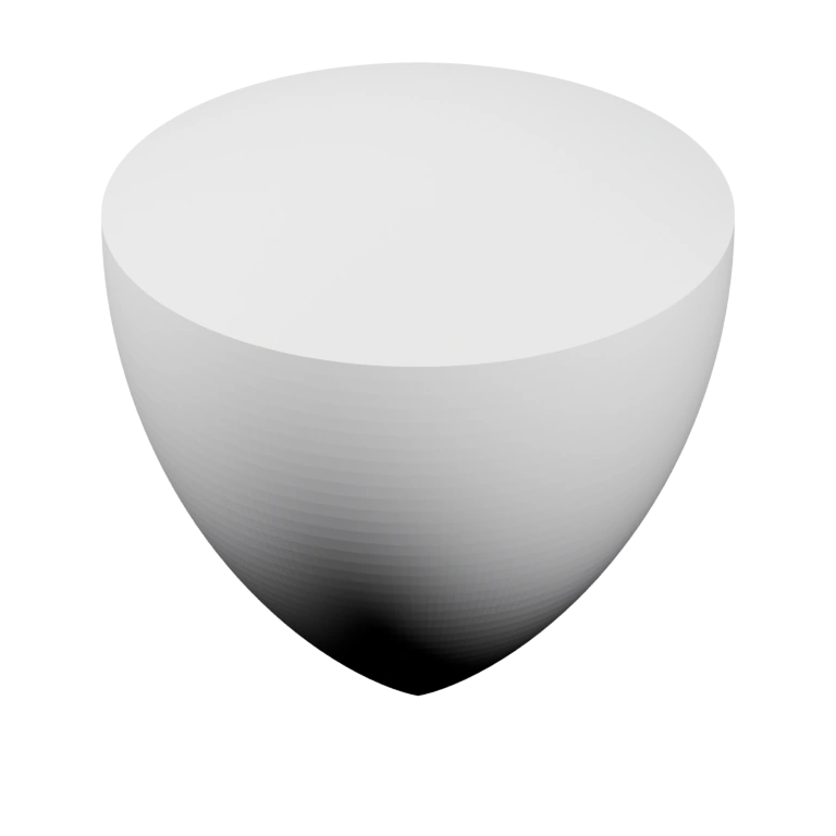 Узкая часть с широким основанием и рифленой поверхностью