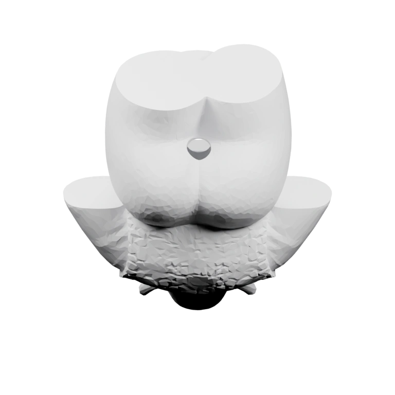 Улыбающаяся фигурка с округлым телом и детализированными элементами одежды