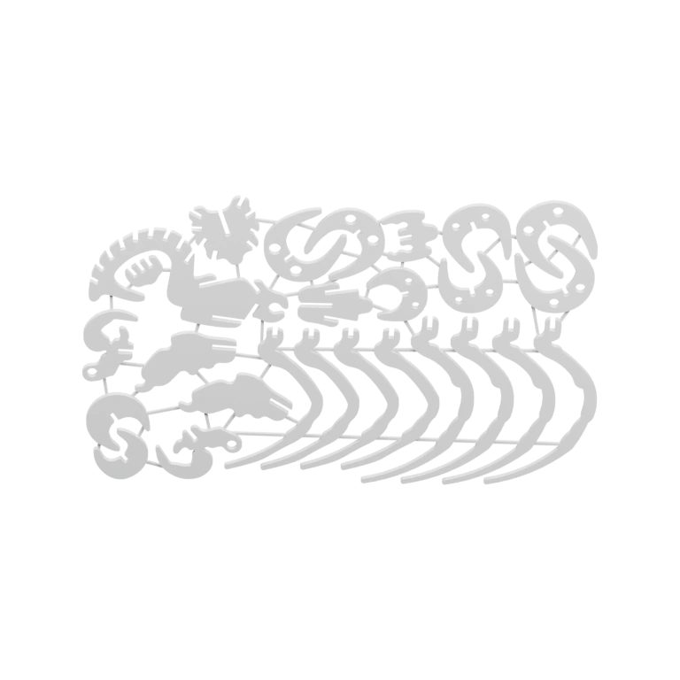 Сложная форма с переплетёнными элементами, напоминающими ветви или кольца