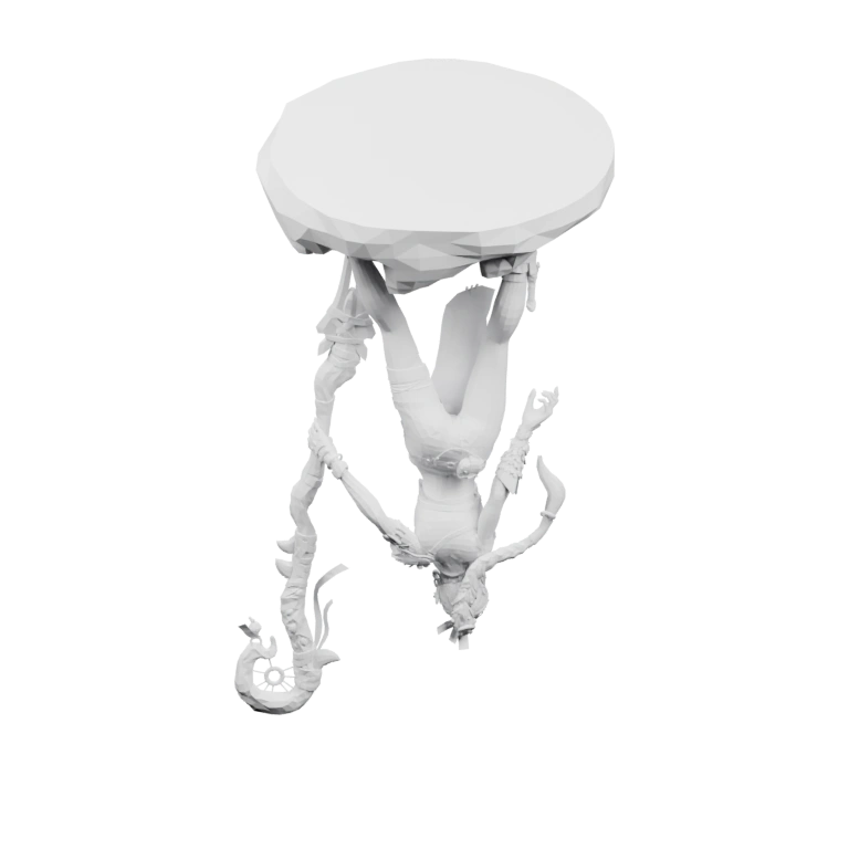 Воин с оружием на круглой подставке