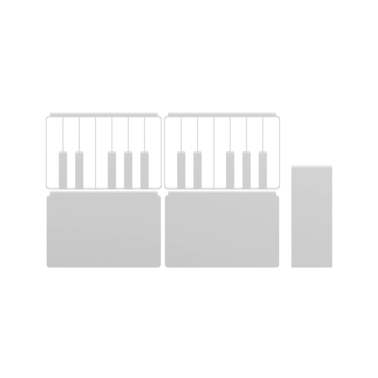 Состоит из нескольких секций с вертикальными прорезями и выступами