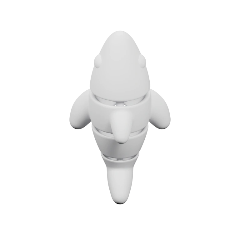 Упрощённая форма с плавниками и хвостом, симметрично сформирована