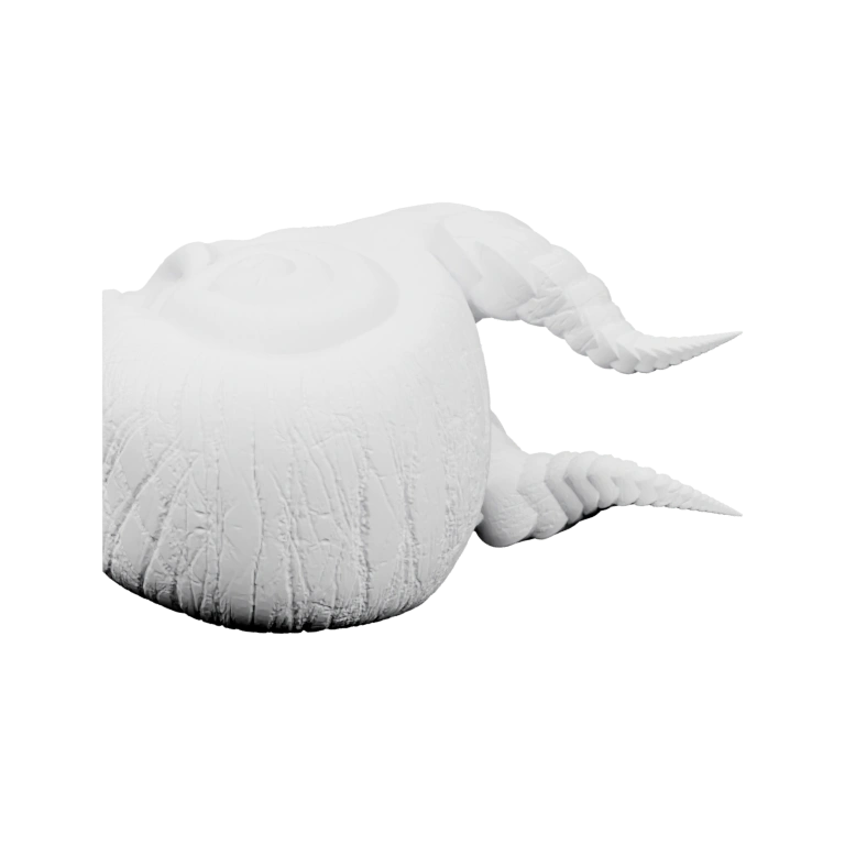 Фигурка черепа с улиткой на вершине, с рогами и спиральной формой