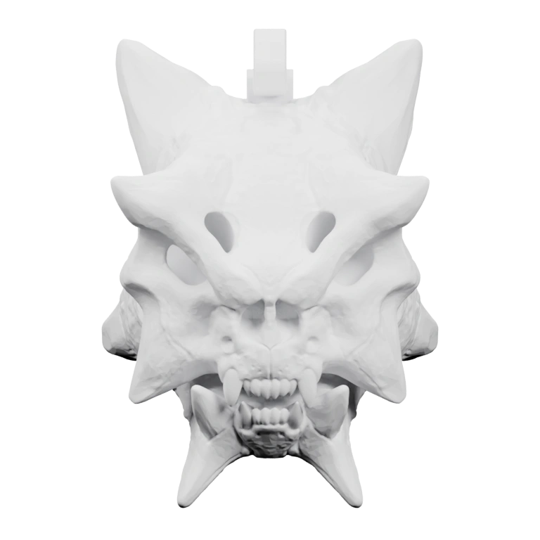 Сложная форма с острыми зубами и выступами, напоминающая звериный череп