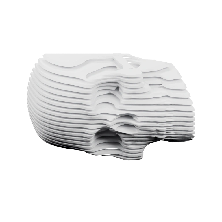 Сложная структура из слоёв, напоминающая череп