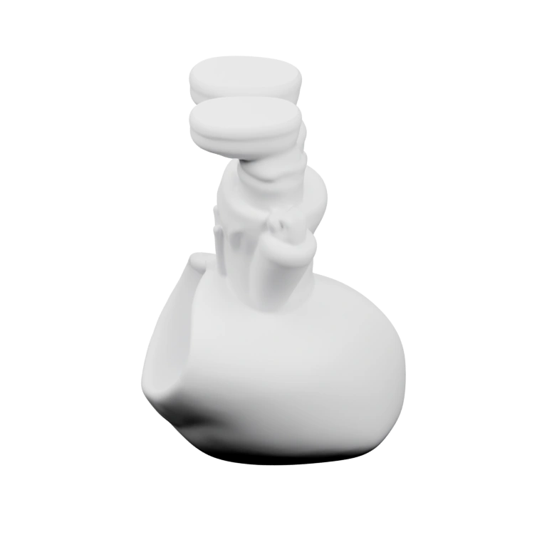 Фигурка в капюшоне, с округлой головой и упрощёнными руками и ногами