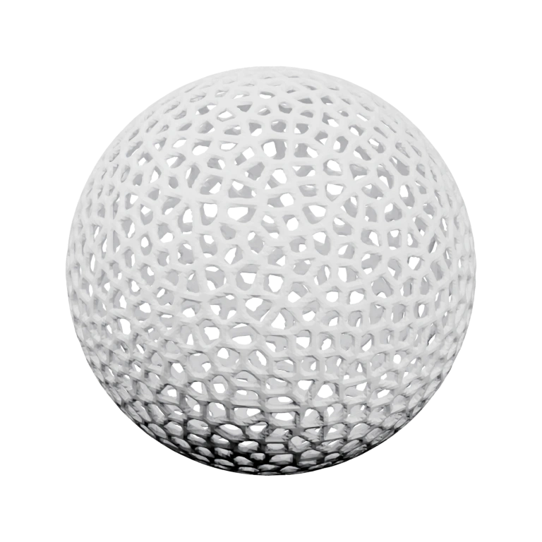 Гладкая сфера с переплетённой сеткой из небольших ячеек