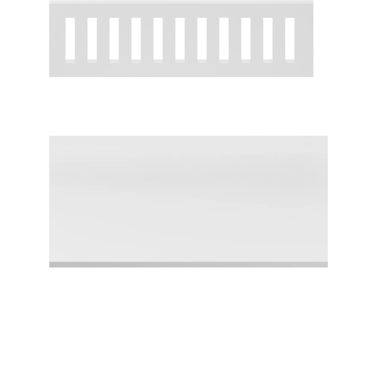 Имеет две части с выступами и отверстиями для крепления
