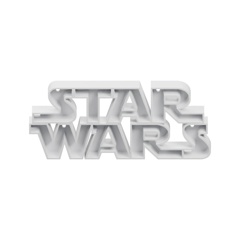 Трёхмерный знак с вырезанными буквами, слегка наклонённый, с тенями