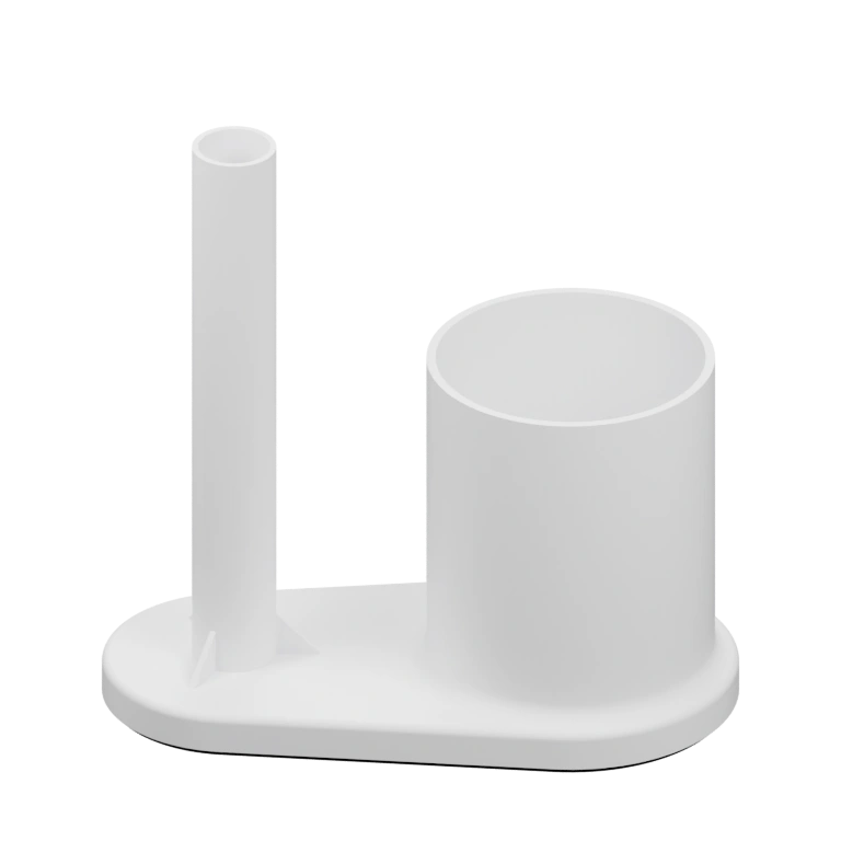 Имеет основание с цилиндрическим отверстием и вертикальной трубкой