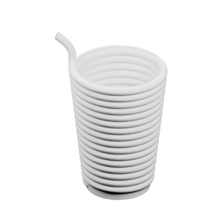 Цилиндрический объект с витыми стенками и выступающей трубкой