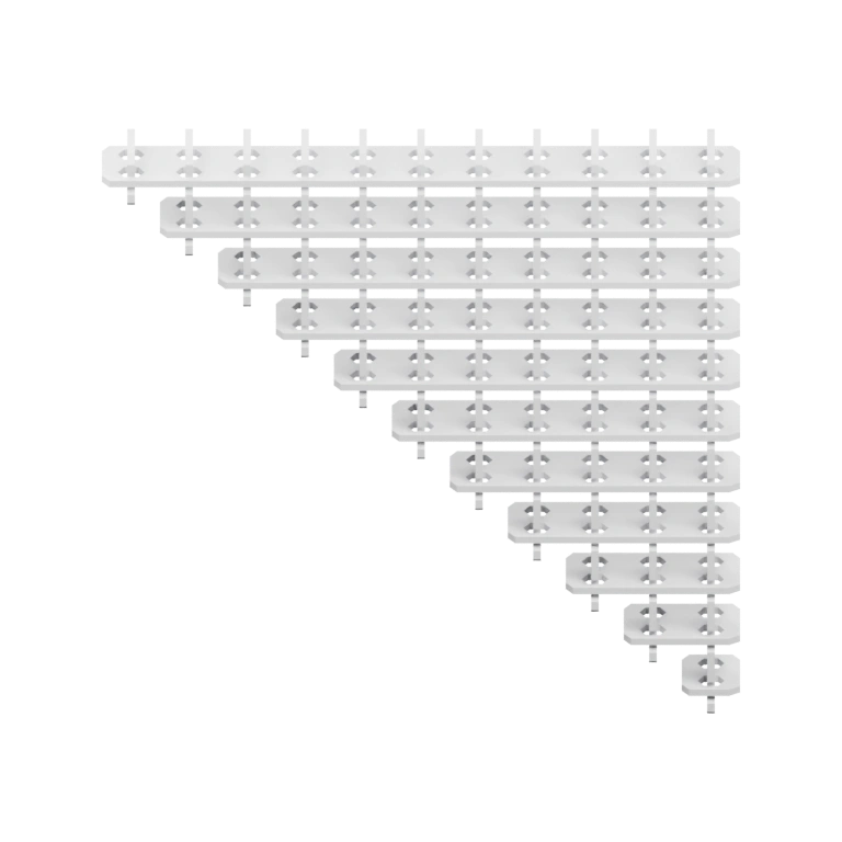 Состоит из нескольких одинаковых элементов, соединенных в треугольную форму