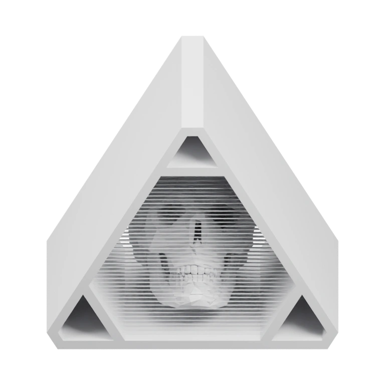 Треугольная форма с внутренними геометрическими узорами и отверстиями