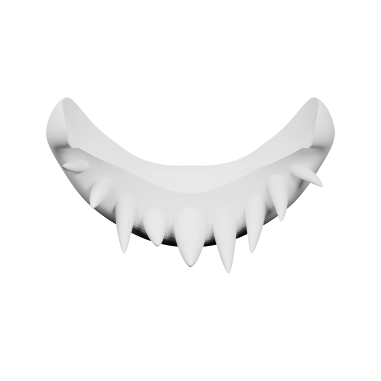 Набор зубов с острыми шипами и гладкими поверхностями