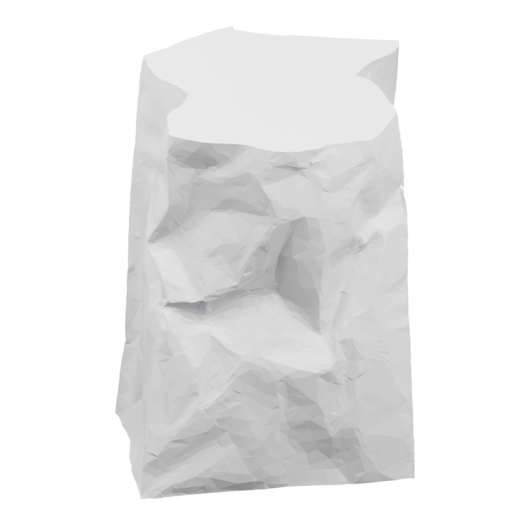 Скрученный пакет с неровными складками и открытым верхом