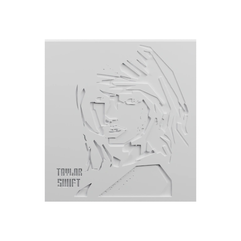 Скульптурный портрет с вырезами и надписью на одной стороне