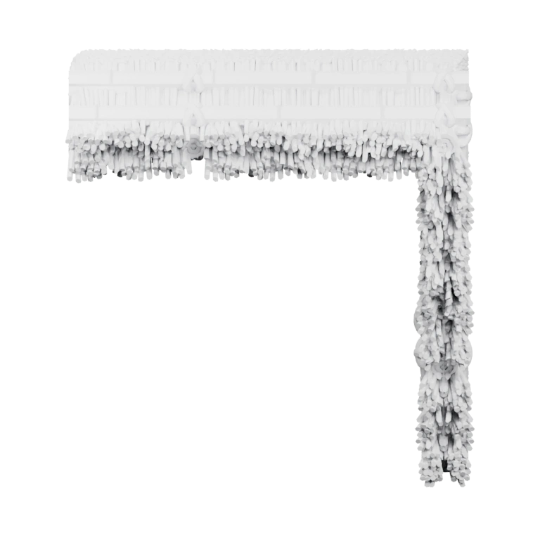 Угловая конструкция с вертикальными элементами и декоративными деталями