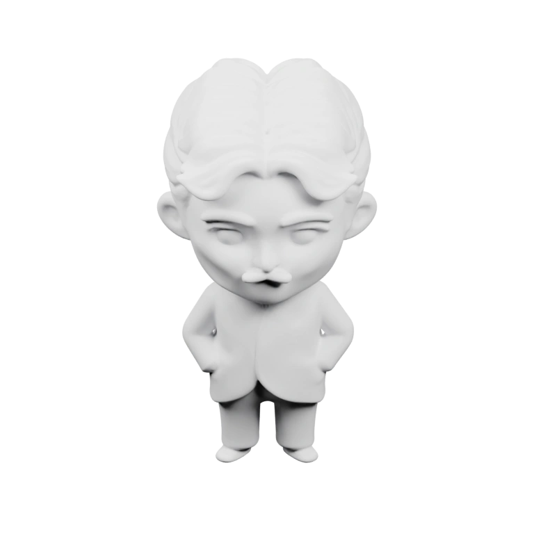 Маленькая фигурка с усами и пышными волосами