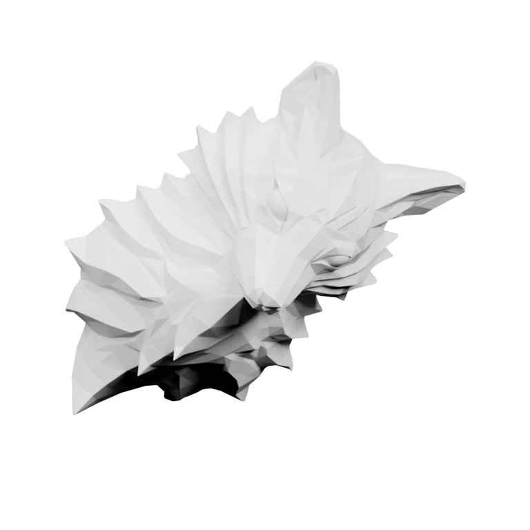 Геометрическая фигура в форме лисы с расправленными ушами и хвостом