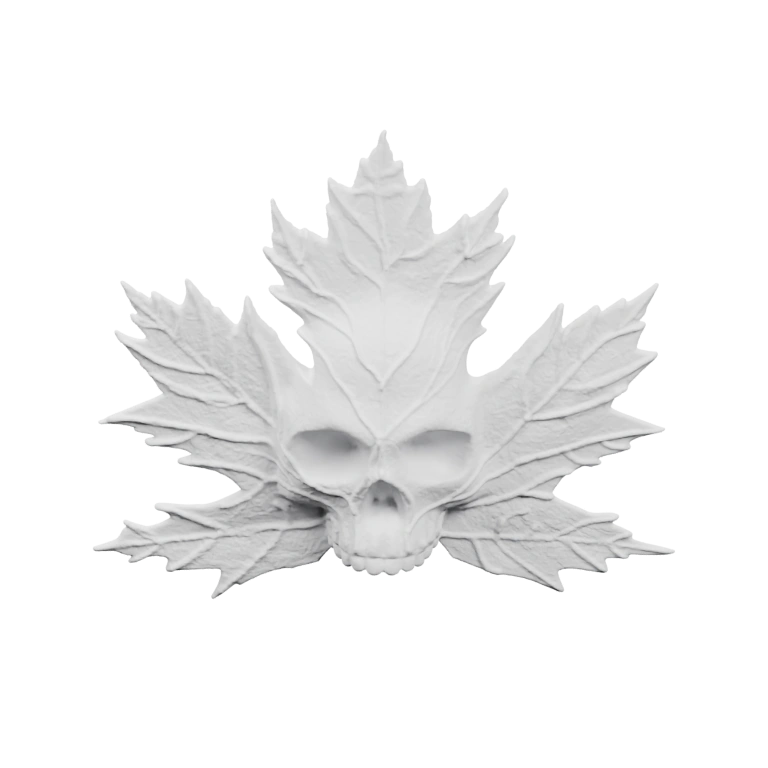Лист с вырезанным черепом, детализированный рельеф