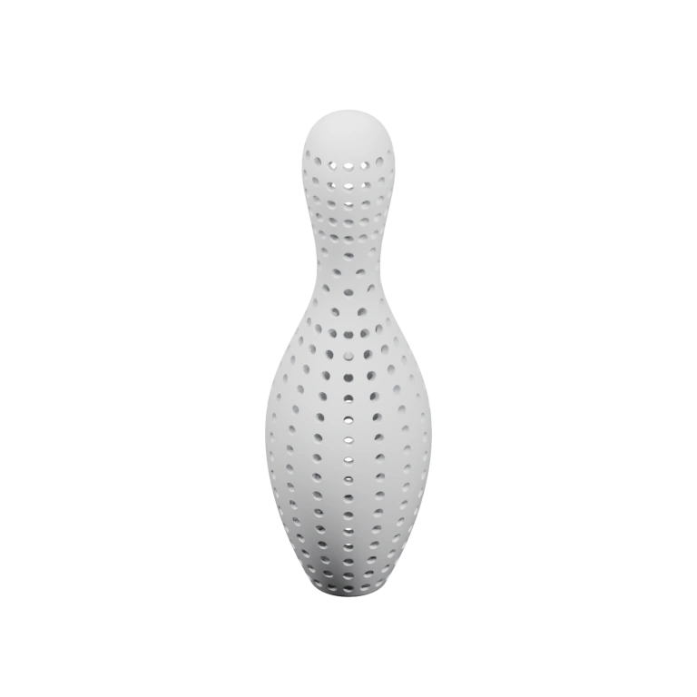 Гладкий, симметричный предмет с рядами отверстий по корпусу