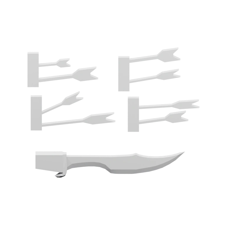 Нож с изогнутым клинком и рукоятью, имеющий декоративные элементы