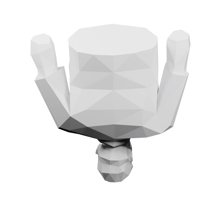 Геометрическая форма с головой, руками и торсом