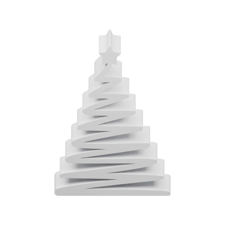 Спиральная форма, похожая на елку, с верхней звездой