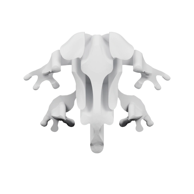 Круглая фигурка с ушами и лапами, стоящая на всех четырех конечностях