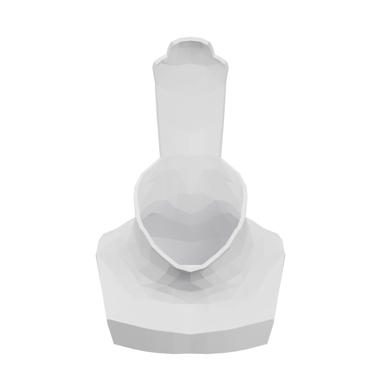 Форма напоминает защитный элемент с открытым верхом и подбородком