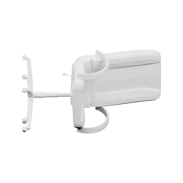 Узкий прямоугольный корпус с открытыми боковыми стенками и колесами