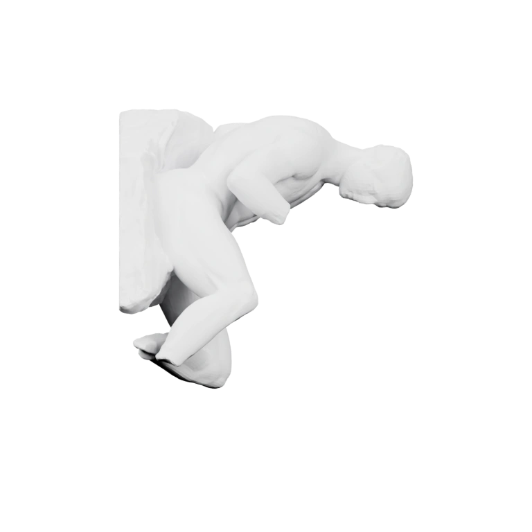 Структурированная фигура с вытянутой головой и шеей, сегментированная форма