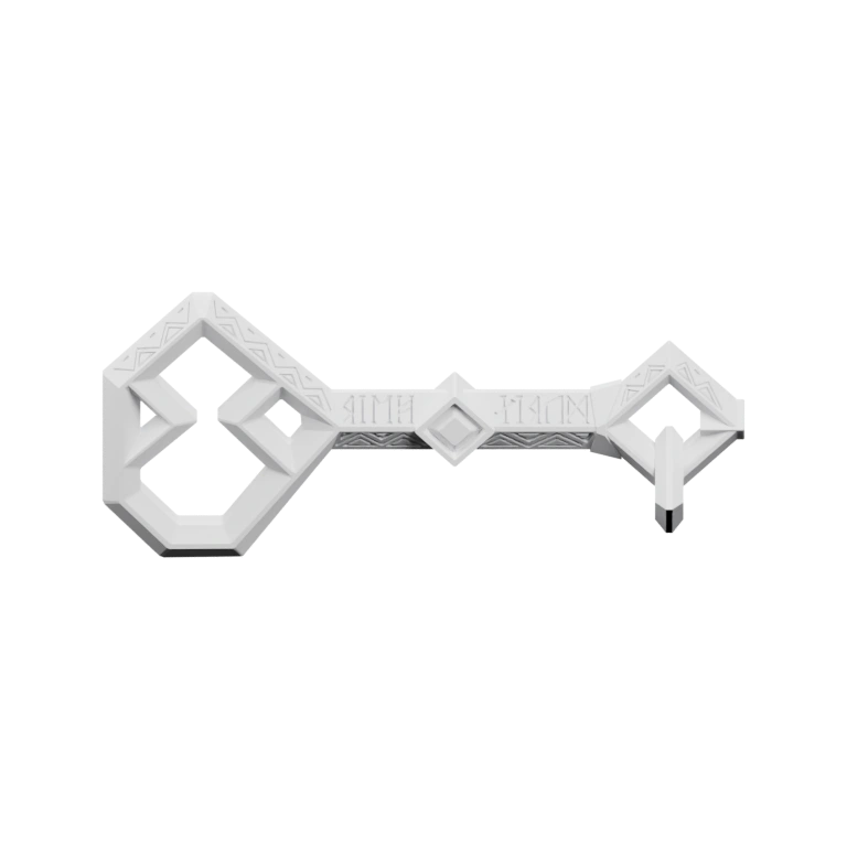 Геометрическая форма с отверстиями и вырезами, напоминающая ключ