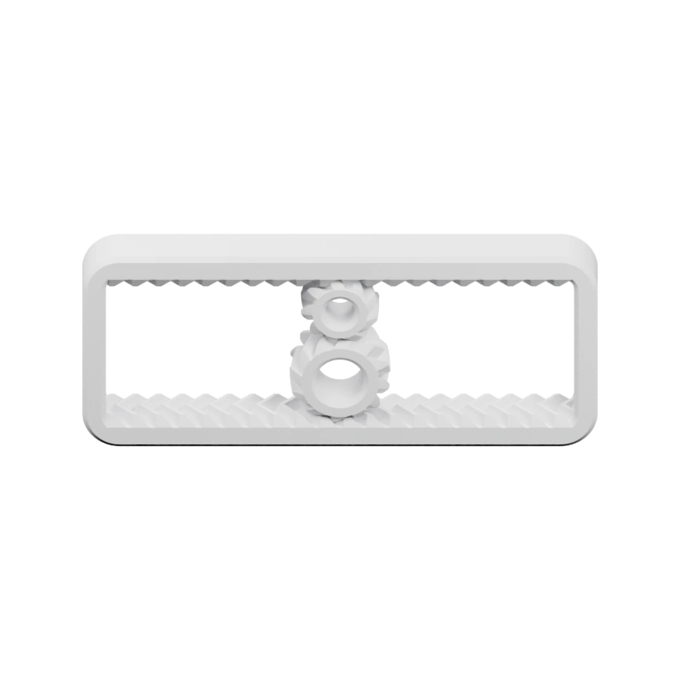 Узкая вертикальная пластина с рядами отверстий и выступом сверху