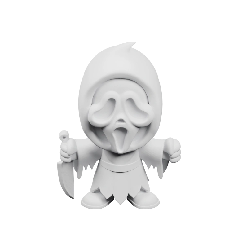 Фигурка с капюшоном и маской, стоящая на подставке