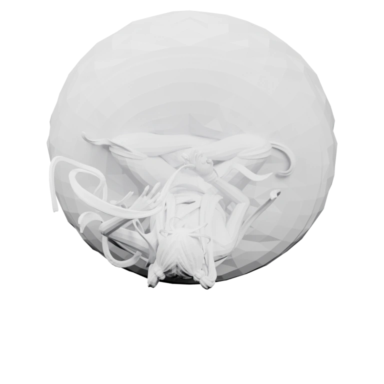 Голова с геометрическими поверхностями и точками на коже