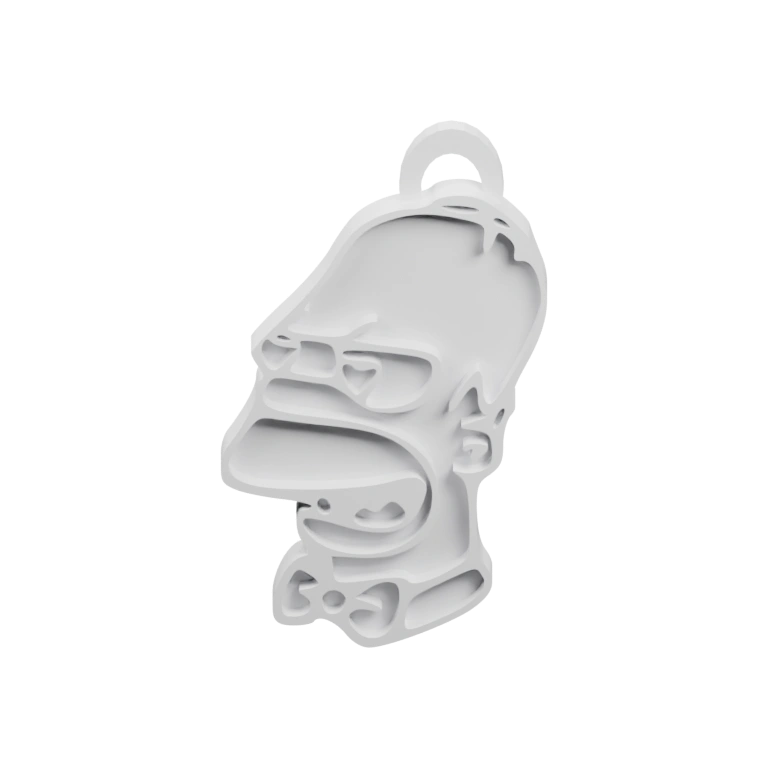 Сложная геометрическая форма с отверстиями, напоминающая сидящее животное