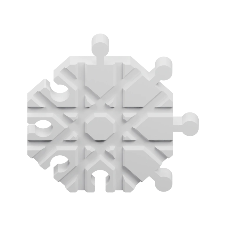 Прямоугольный блок с отверстиями и выступами