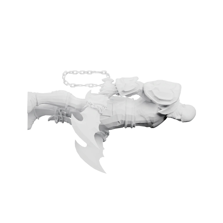 Воин с копьём стоит на круглой подставке